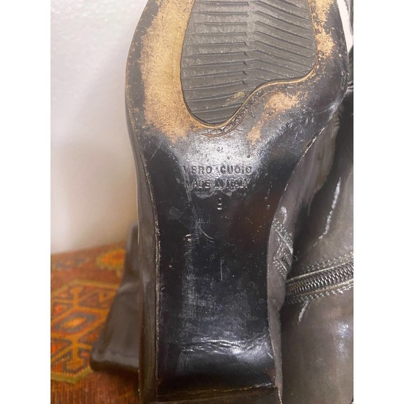 VINTAGE Vero Cuoio Black Leather Italian Booties 9 - Picture 4 of 7